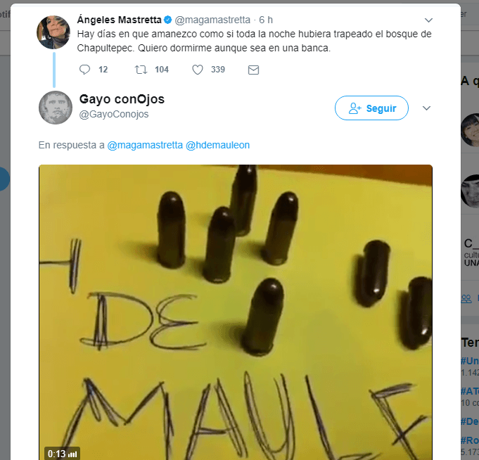 Amenaza Héctor de Mauleón Twitter