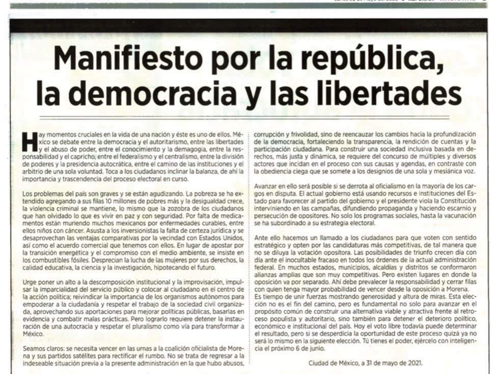 México se debate entre la democracia y el autoritarismo”: llaman  intelectuales a derrotar a Morena mediante el voto